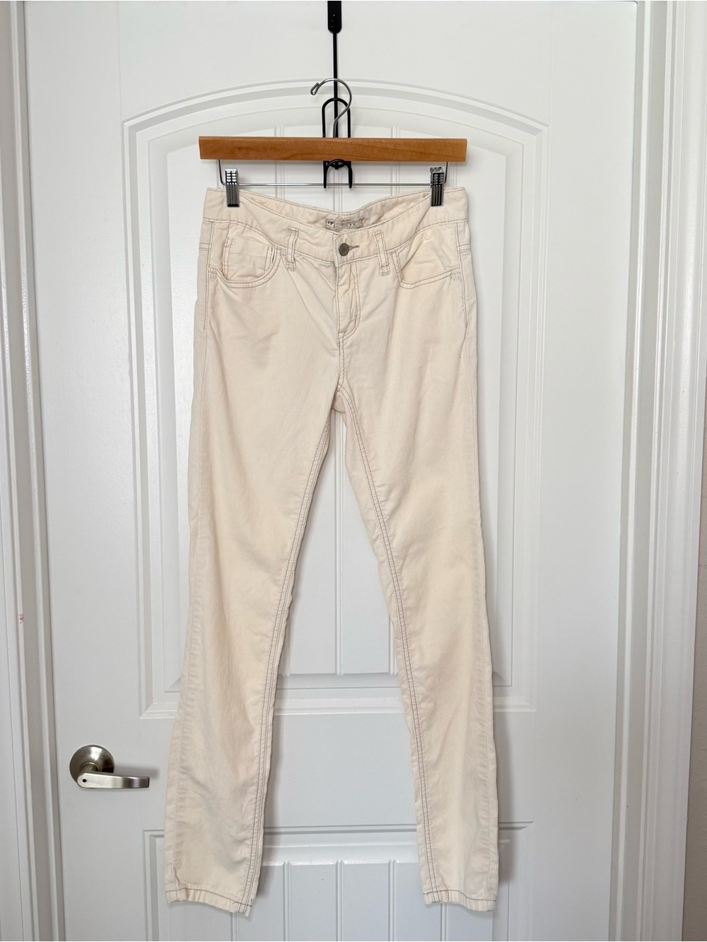 Free People Women’s Size 28 Ivory Corduroy Pants Y2K Indie Sleaze Soft Grunge
